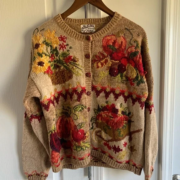 Heirloom collectibles Floral Knit Women's Sweater - Picture 1 of 16